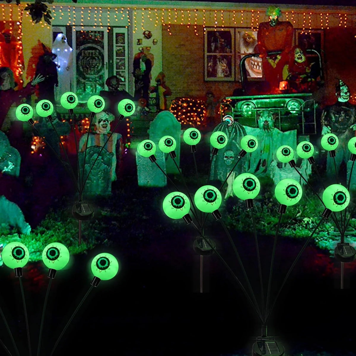 Halloween Stake Lights Solar-Powered Eyeball Design 4-Pack