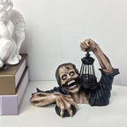Halloween Wall Decoration 3D Crawling Zombie LED Lantern Resin