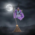 Halloween Witch Decoration Flying Design LED Eyes Metal Base