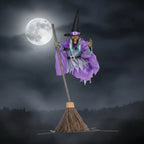 Halloween Witch Decoration Flying Design LED Eyes Metal Base