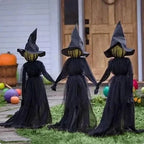 Halloween Witch Stake Decoration Lighted & Sound-Responsive Battery-Powered