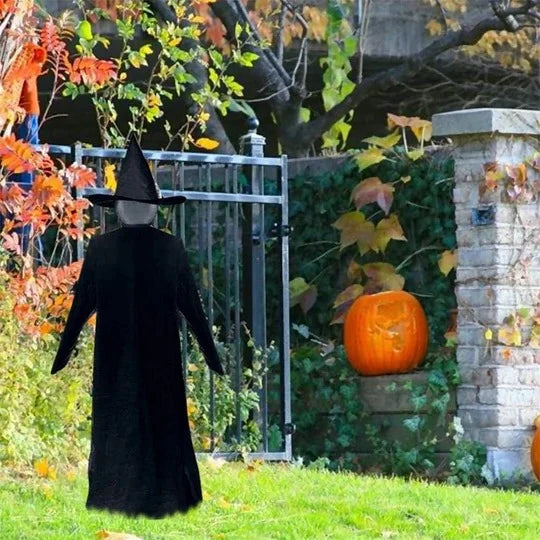 Halloween Witch Stake Decoration Lighted & Sound-Responsive Battery-Powered