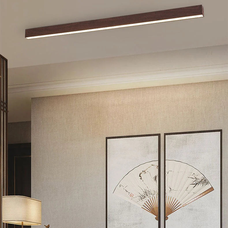 Hallway Ceiling Light Flush-Mount Built-In LED Wood Finish