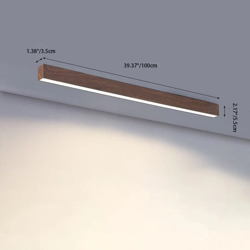 Hallway Ceiling Light Flush-Mount Built-In LED Wood Finish