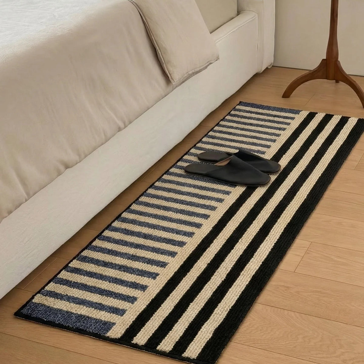 Hallway Runner Rug Soft Textile Striped Easy Care