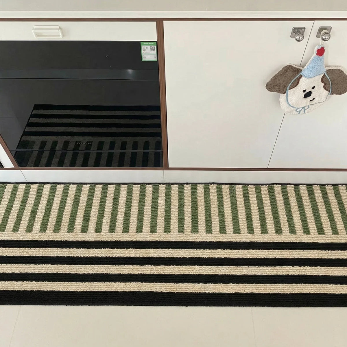 Hallway Runner Rug Soft Textile Striped Easy Care