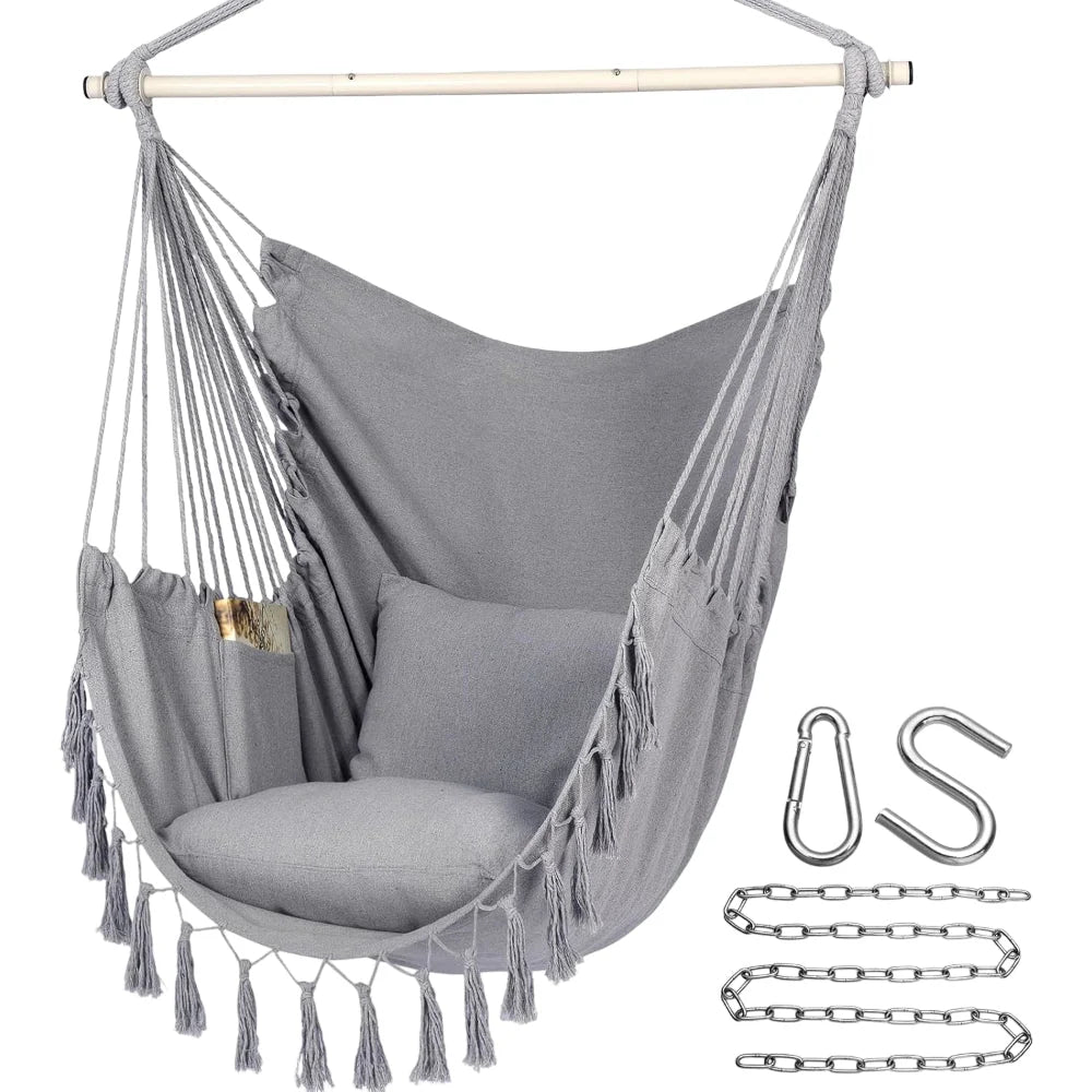 Hammock Chair Spreader Bar Side Pocket 500 lb Capacity
