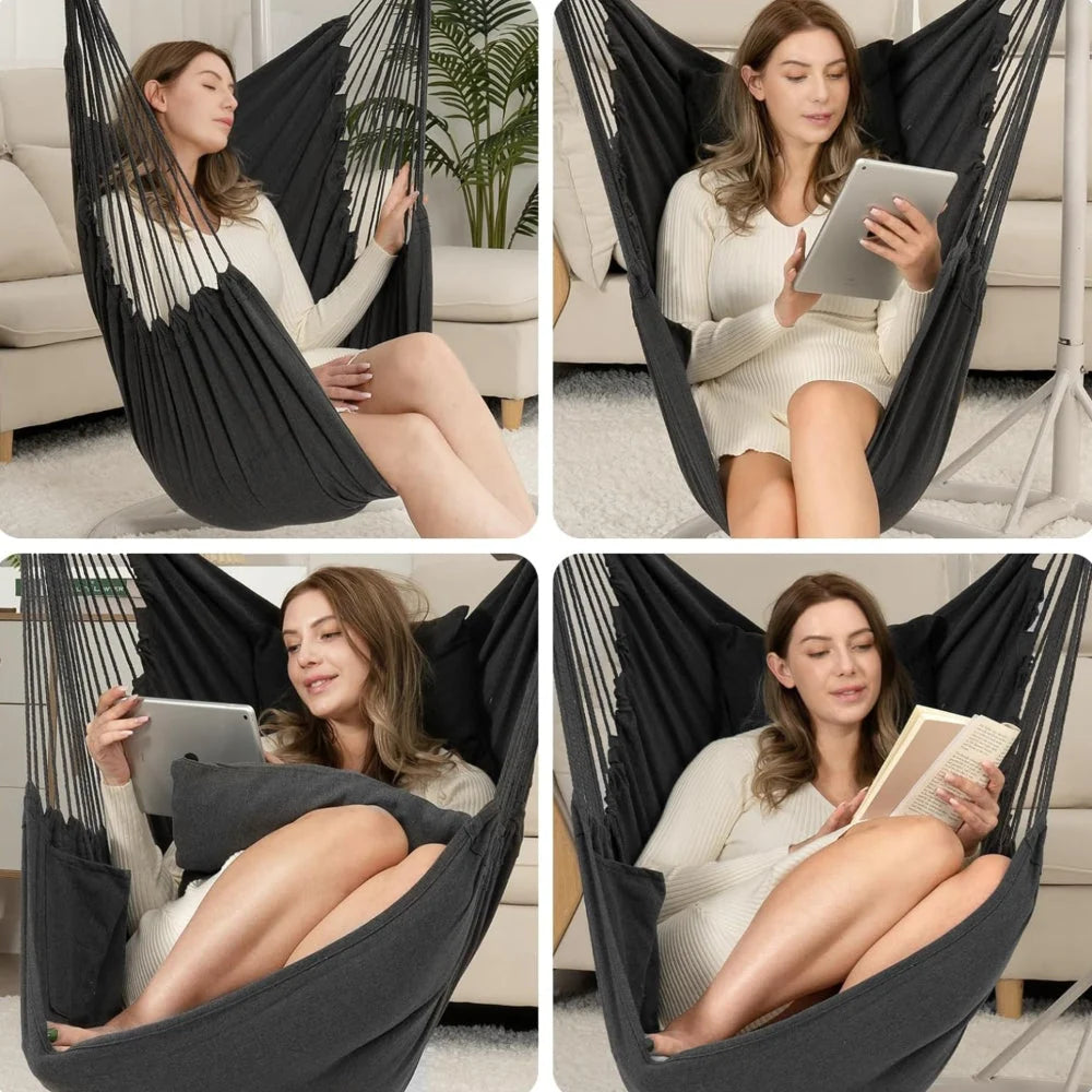 Hammock Chair Spreader Bar Side Pocket 500 lb Capacity