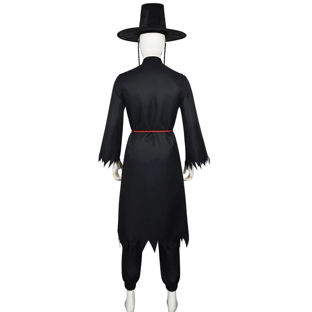 Hanbok Costume Set Silver Flame Mesh Hat & Chains