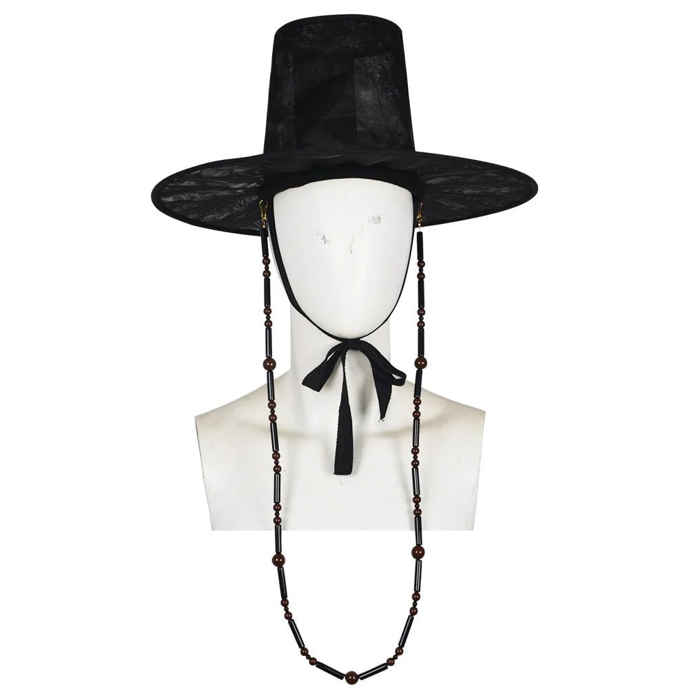 Hanbok Costume Set Silver Flame Mesh Hat & Chains