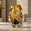 Hand-Blown Asymmetrical Crystal Vase (Amber & Gray)