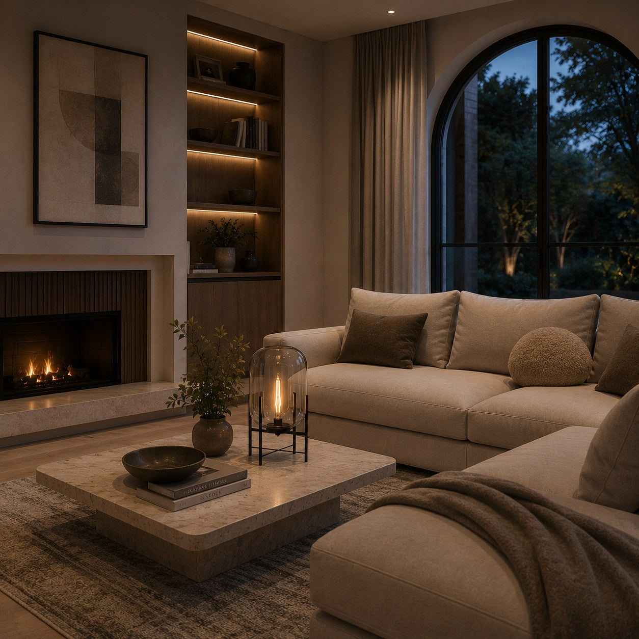 Hand-Blown Glass LED-Compatible Table Lamp