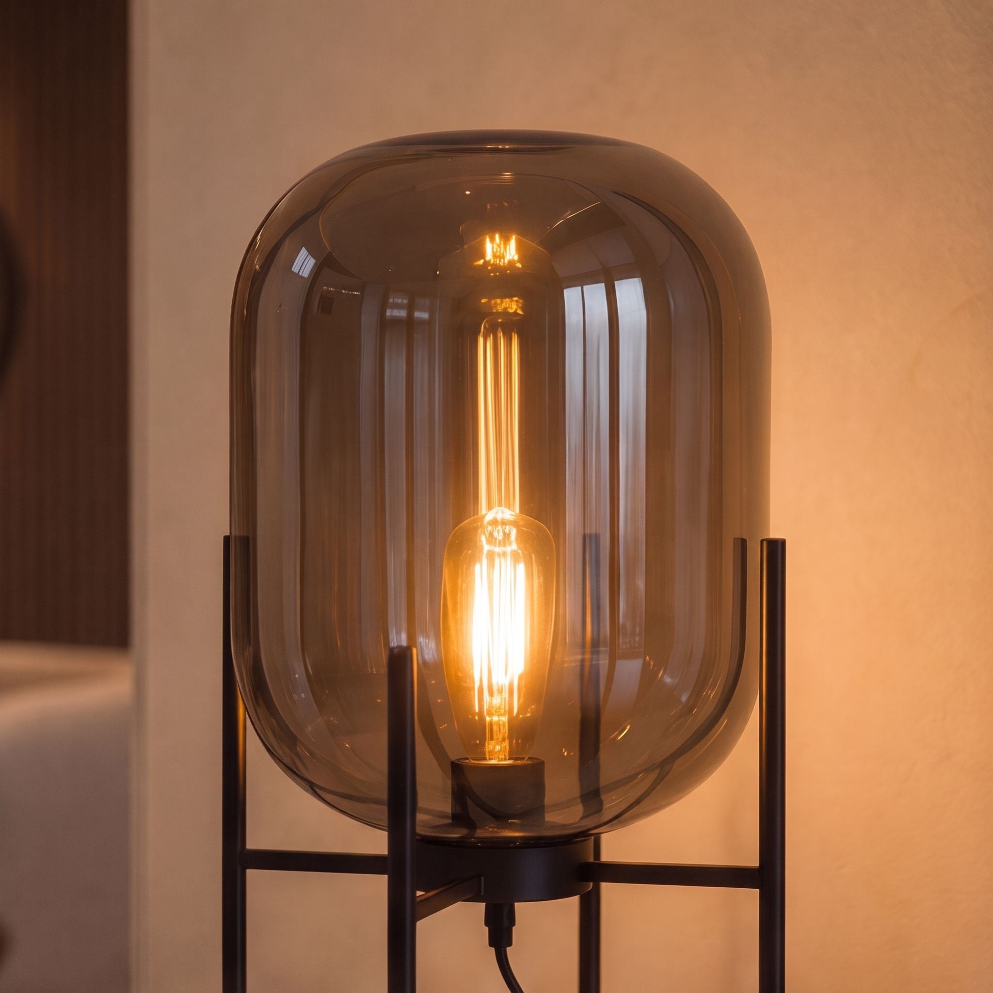Hand-Blown Glass LED-Compatible Table Lamp