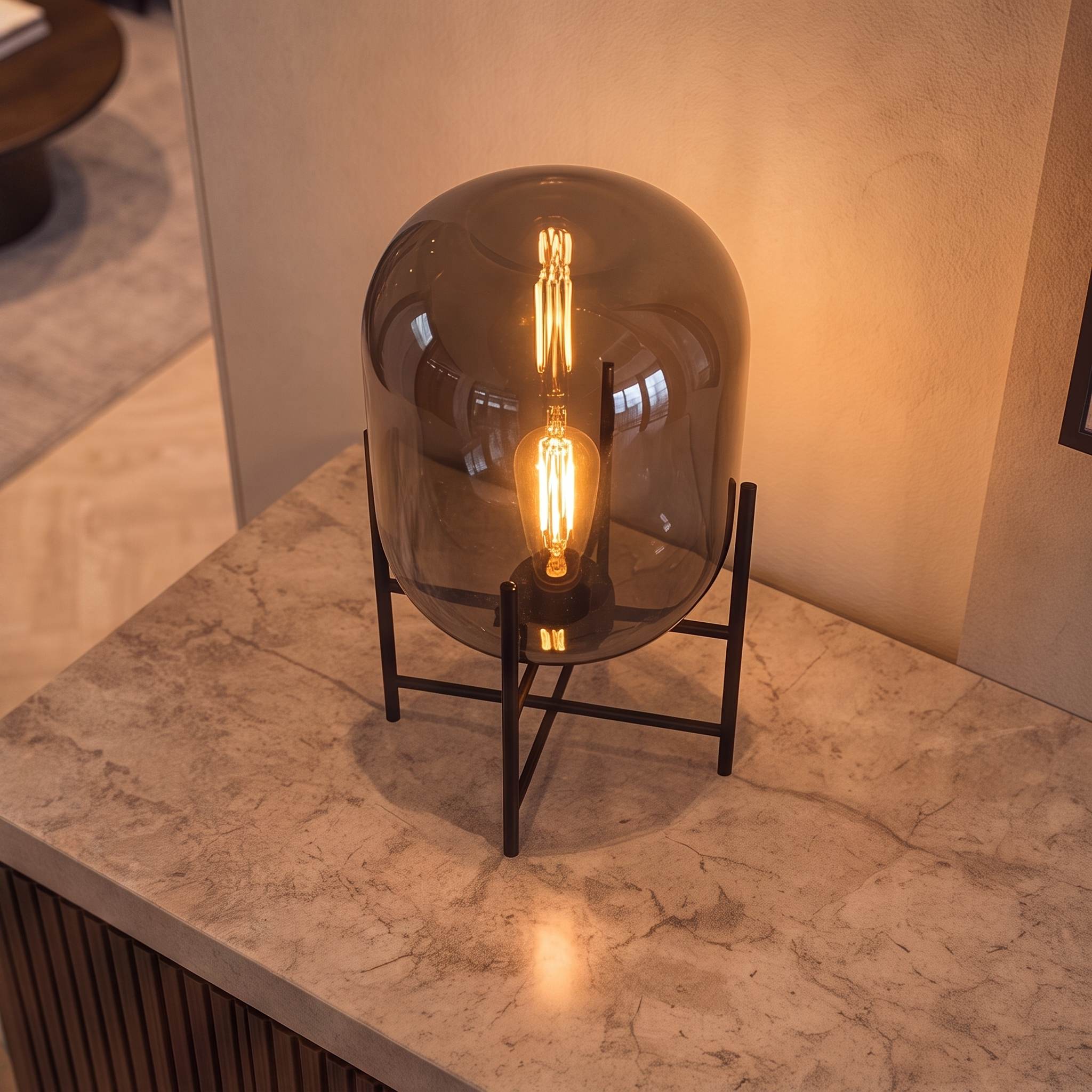 Hand-Blown Glass LED-Compatible Table Lamp