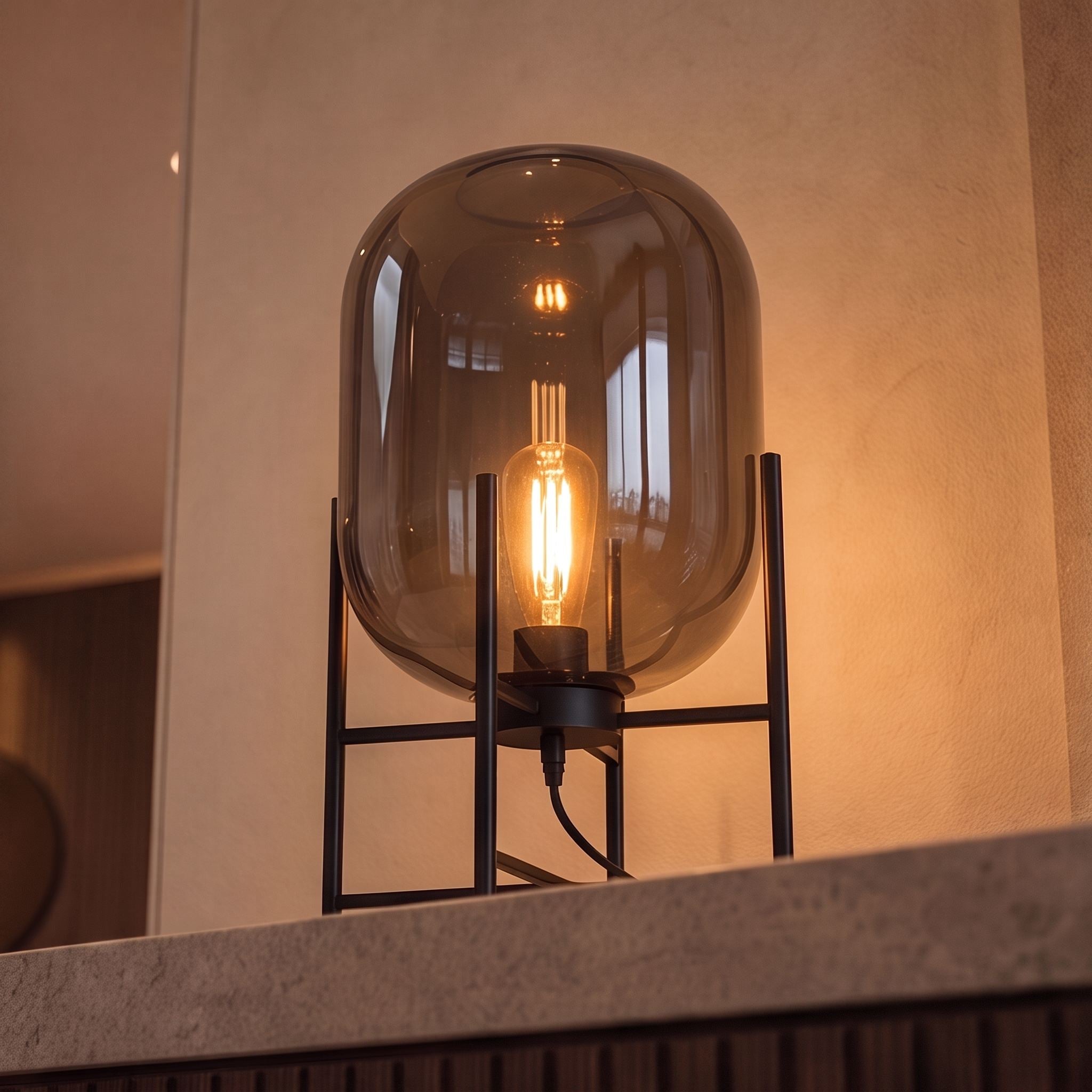 Hand-Blown Glass LED-Compatible Table Lamp