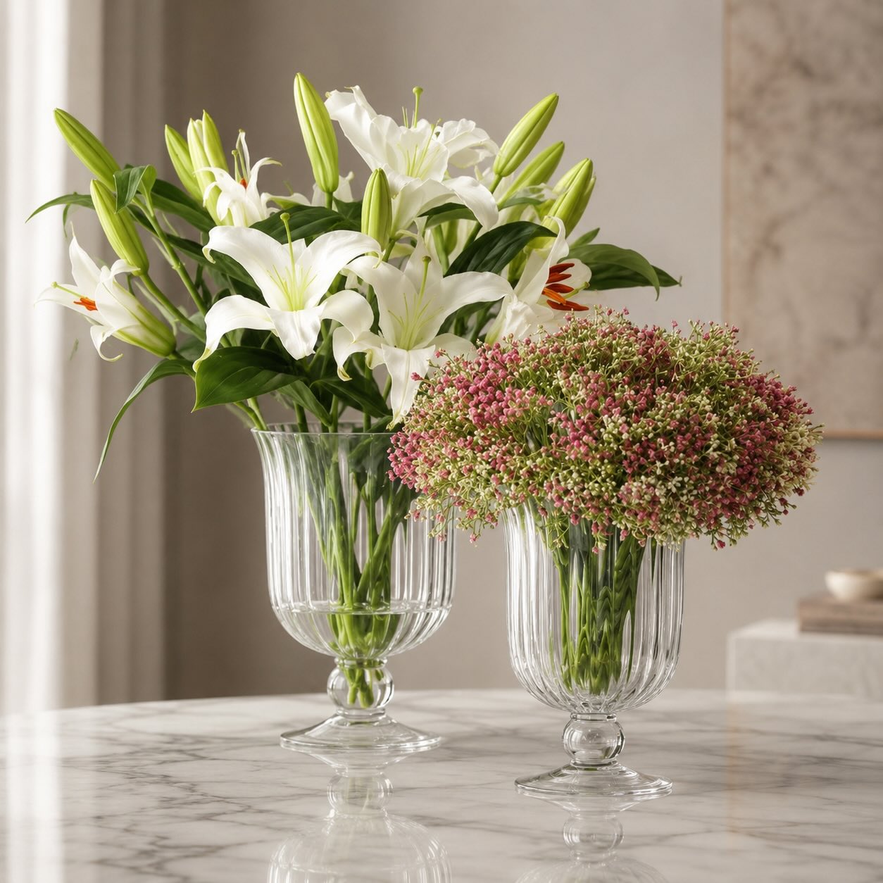 Hand-Blown Lead-Free Glass Vase & Hurricane Candle Holder