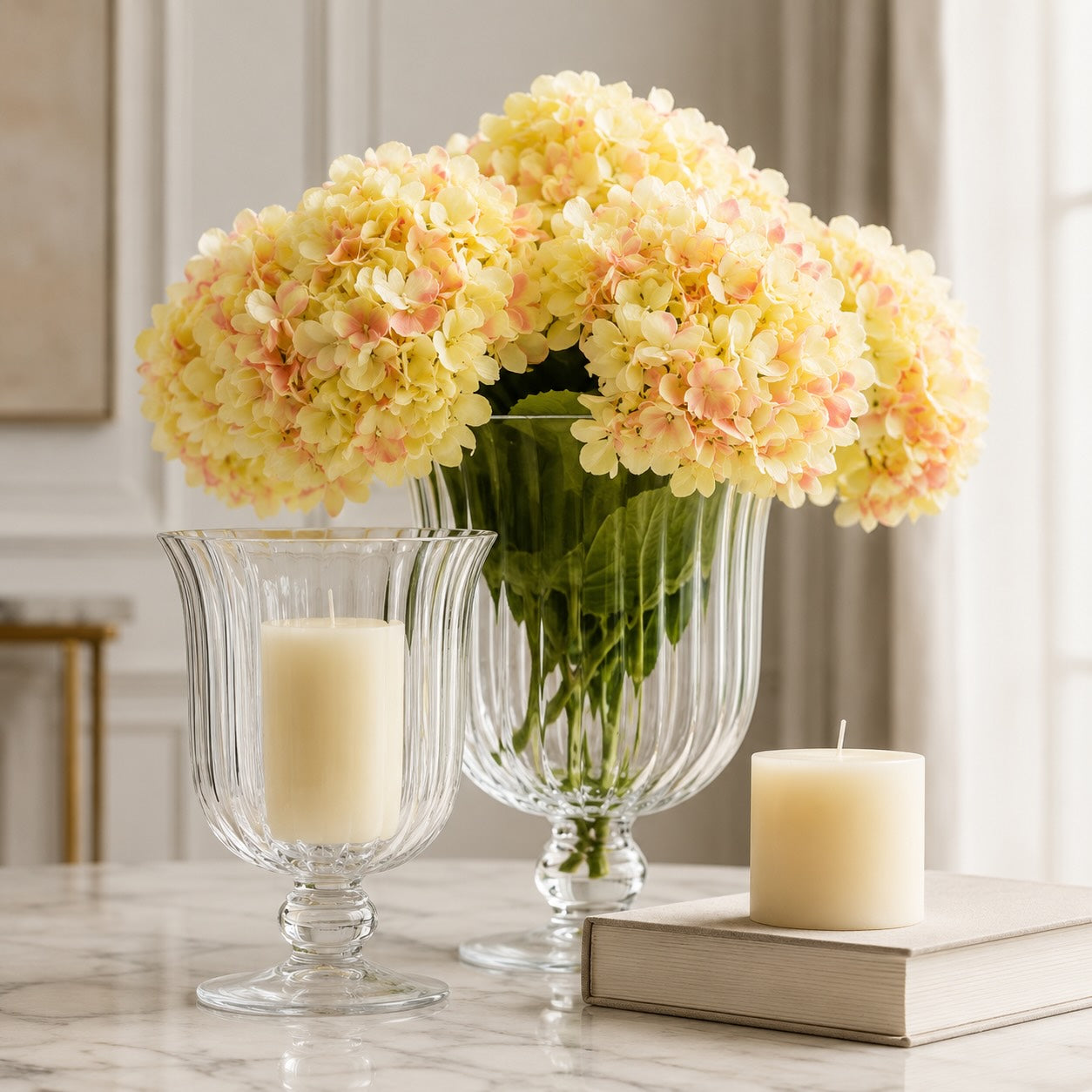 Hand-Blown Lead-Free Glass Vase & Hurricane Candle Holder