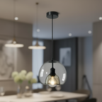 Hand-Blown Smoked Glass Dimmable Pendant Light (Hardwired)