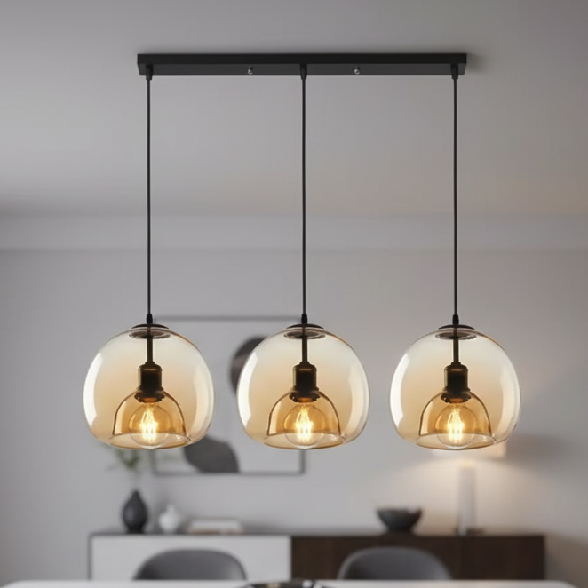 Hand-Blown Smoked Glass Dimmable Pendant Light (Hardwired)