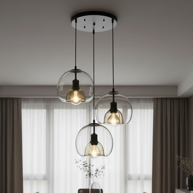Hand-Blown Smoked Glass Dimmable Pendant Light (Hardwired)