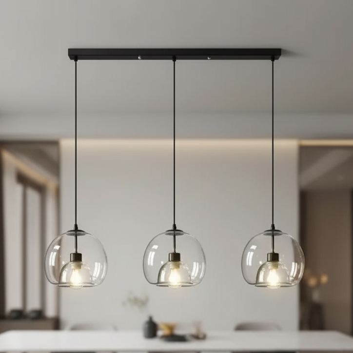 Hand-Blown Smoked Glass Dimmable Pendant Light (Hardwired)