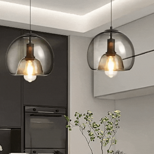 Hand-Blown Smoked Glass Dimmable Pendant Light (Hardwired)