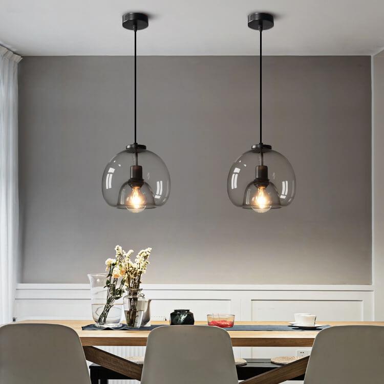 Hand-Blown Smoked Glass Dimmable Pendant Light (Hardwired)