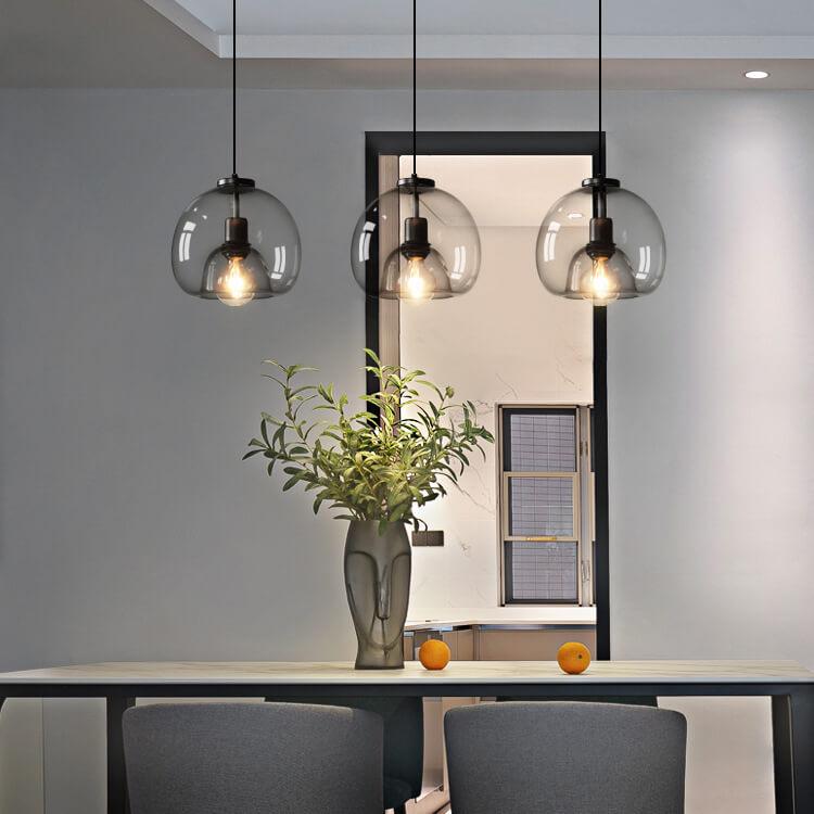 Hand-Blown Smoked Glass Dimmable Pendant Light (Hardwired)