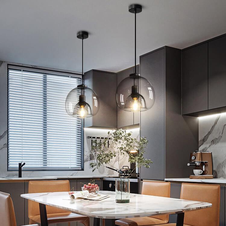 Hand-Blown Smoked Glass Dimmable Pendant Light (Hardwired)