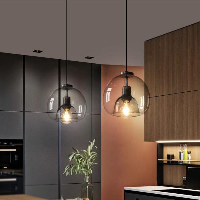 Hand-Blown Smoked Glass Dimmable Pendant Light (Hardwired)