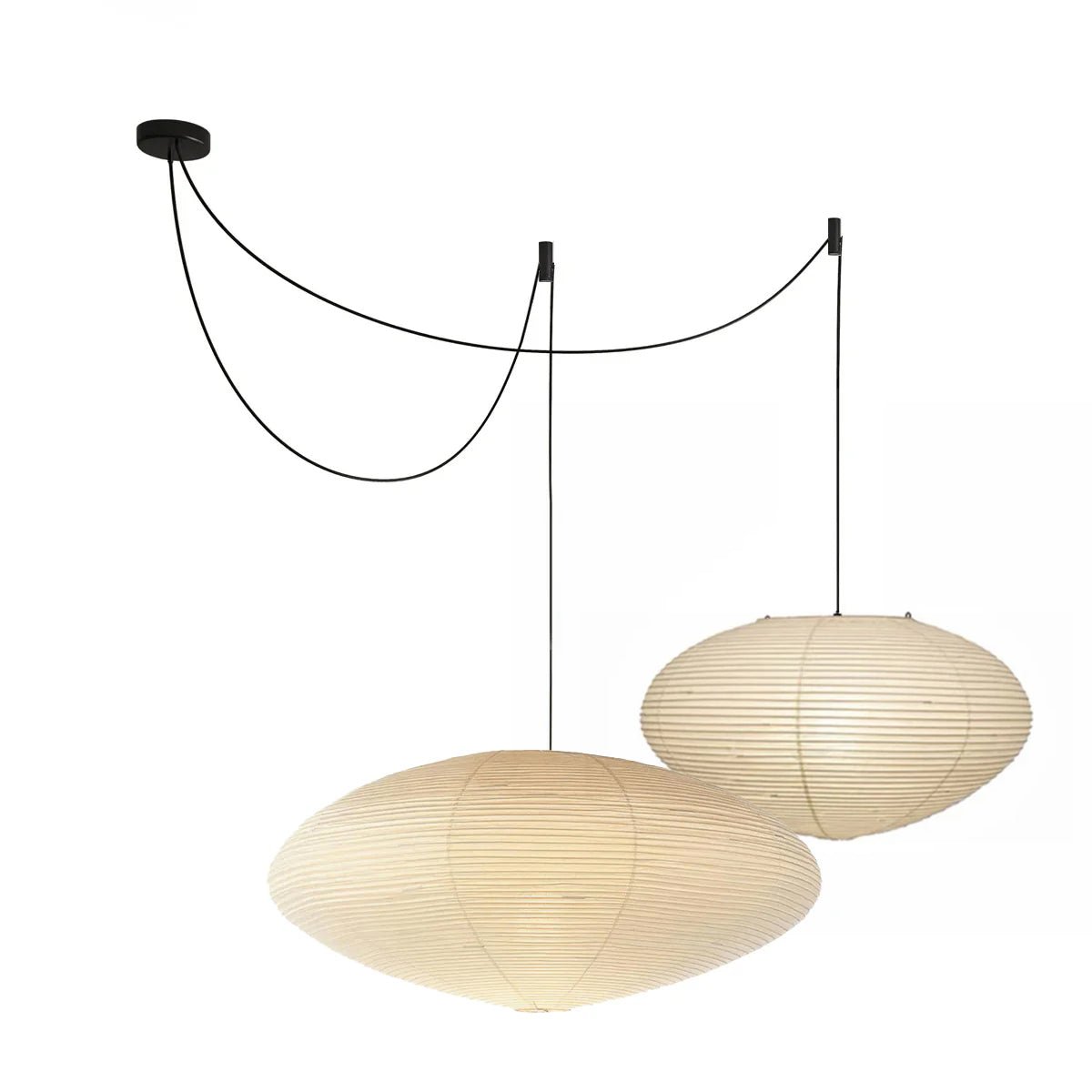Hand-Bonded Glare-Free Mulberry Paper Pendant Light (Adjustable Height)