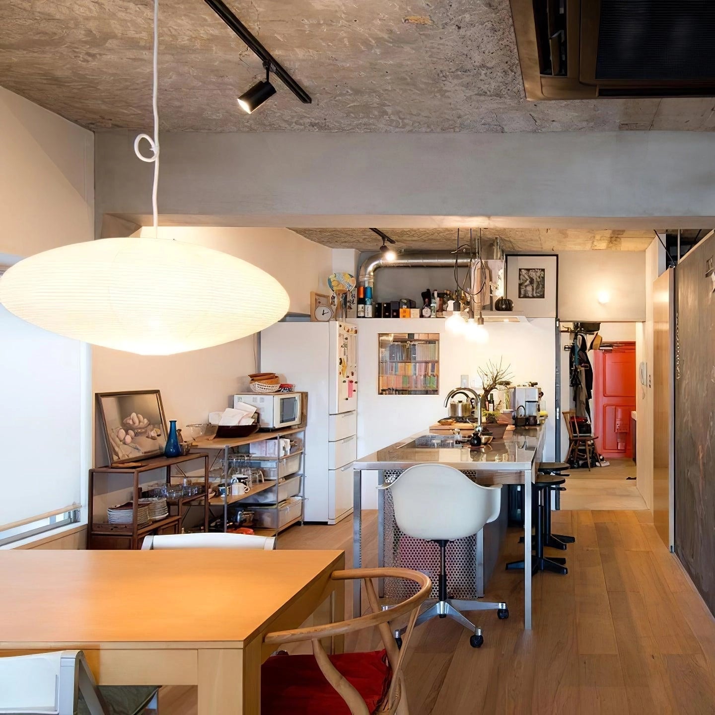 Hand-Bonded Glare-Free Mulberry Paper Pendant Light (Adjustable Height)