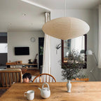 Hand-Bonded Glare-Free Mulberry Paper Pendant Light (Adjustable Height)