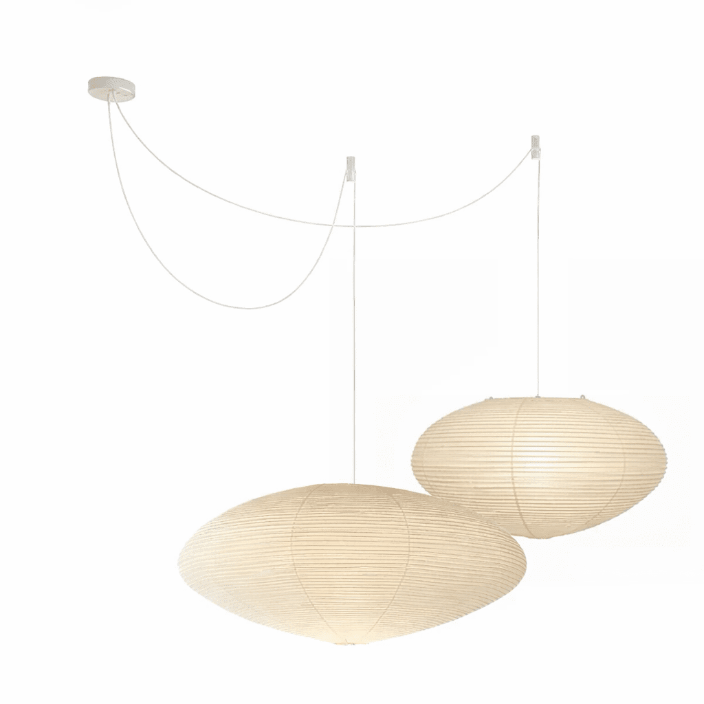 Hand-Bonded Glare-Free Mulberry Paper Pendant Light (Adjustable Height)
