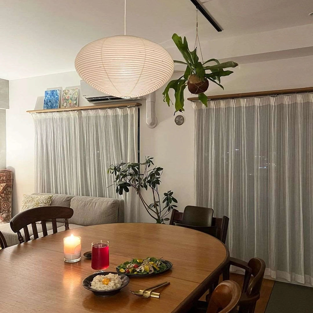 Hand-Bonded Glare-Free Mulberry Paper Pendant Light (Adjustable Height)