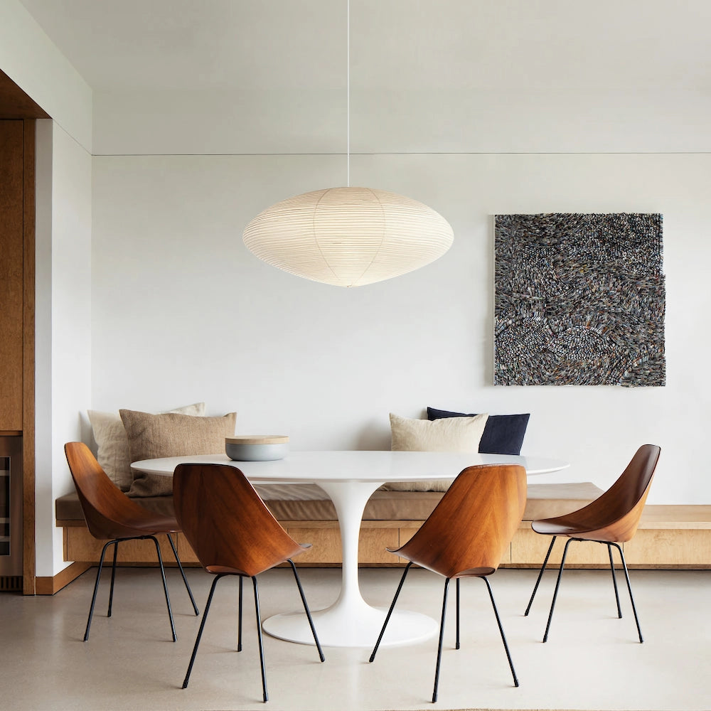 Hand-Bonded Glare-Free Mulberry Paper Pendant Light (Adjustable Height)