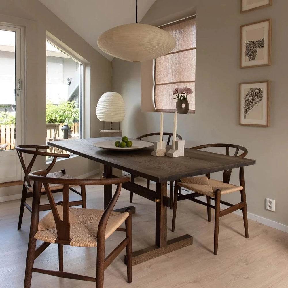 Hand-Bonded Glare-Free Mulberry Paper Pendant Light (Adjustable Height)