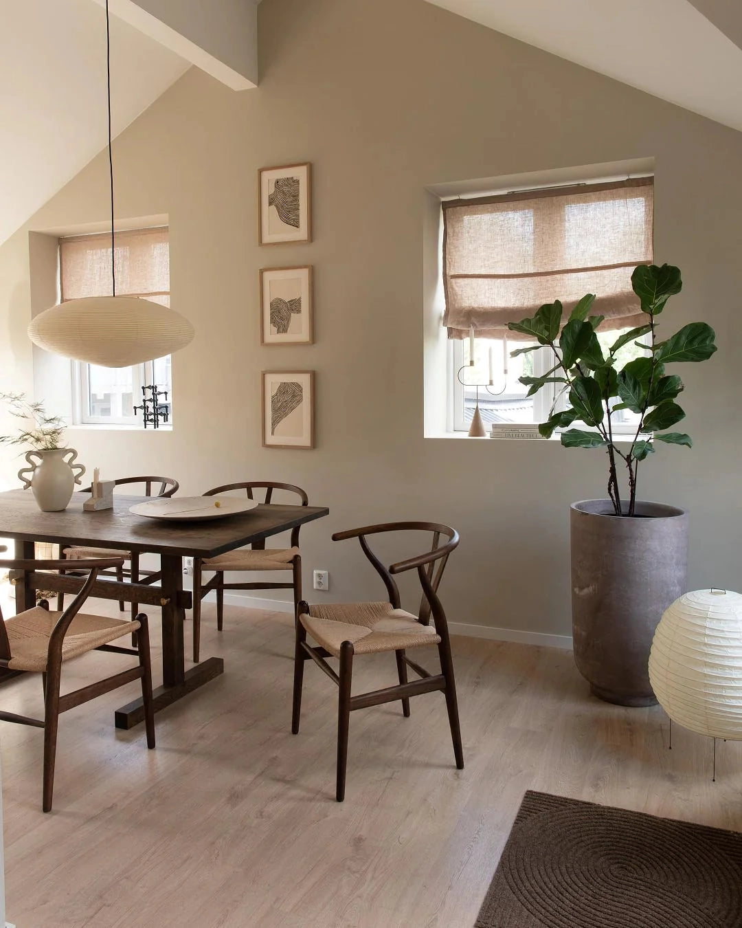 Hand-Bonded Glare-Free Mulberry Paper Pendant Light (Adjustable Height)