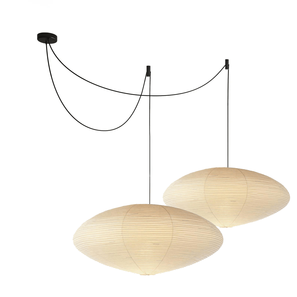 Hand-Bonded Glare-Free Mulberry Paper Pendant Light (Adjustable Height)