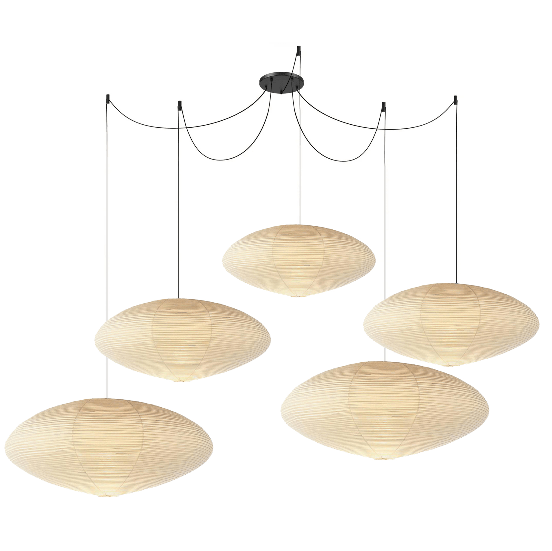 Hand-Bonded Glare-Free Mulberry Paper Pendant Light (Adjustable Height)
