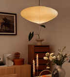 Hand-Bonded Glare-Free Mulberry Paper Pendant Light (Adjustable Height)