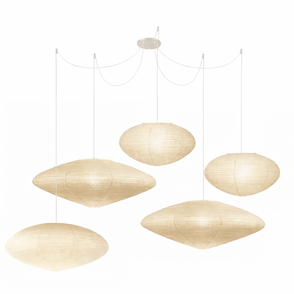 Hand-Bonded Glare-Free Mulberry Paper Pendant Light (Adjustable Height)
