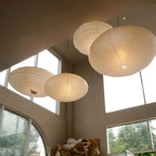 Hand-Bonded Glare-Free Mulberry Paper Pendant Light (Adjustable Height)