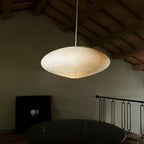 Hand-Bonded Glare-Free Mulberry Paper Pendant Light (Adjustable Height)