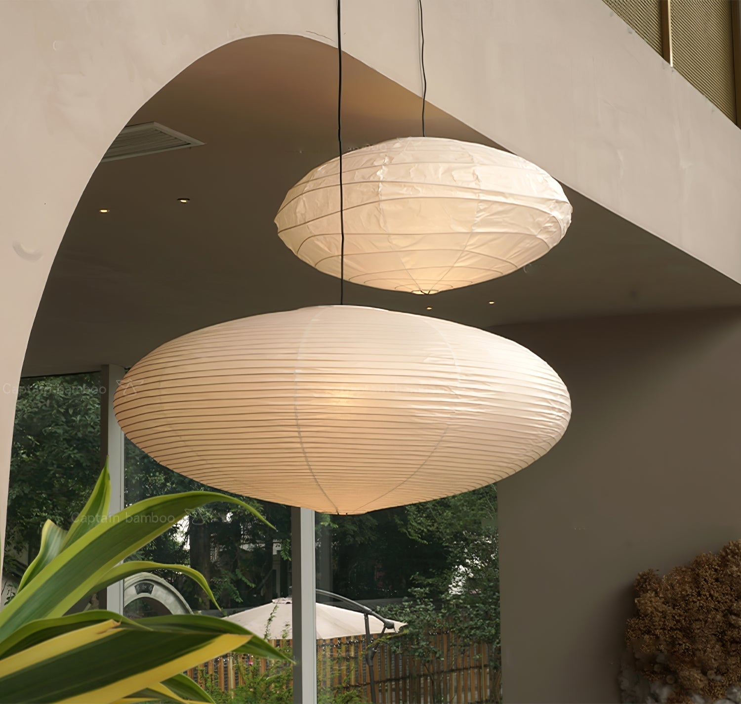 Hand-Bonded Glare-Free Mulberry Paper Pendant Light (Adjustable Height)