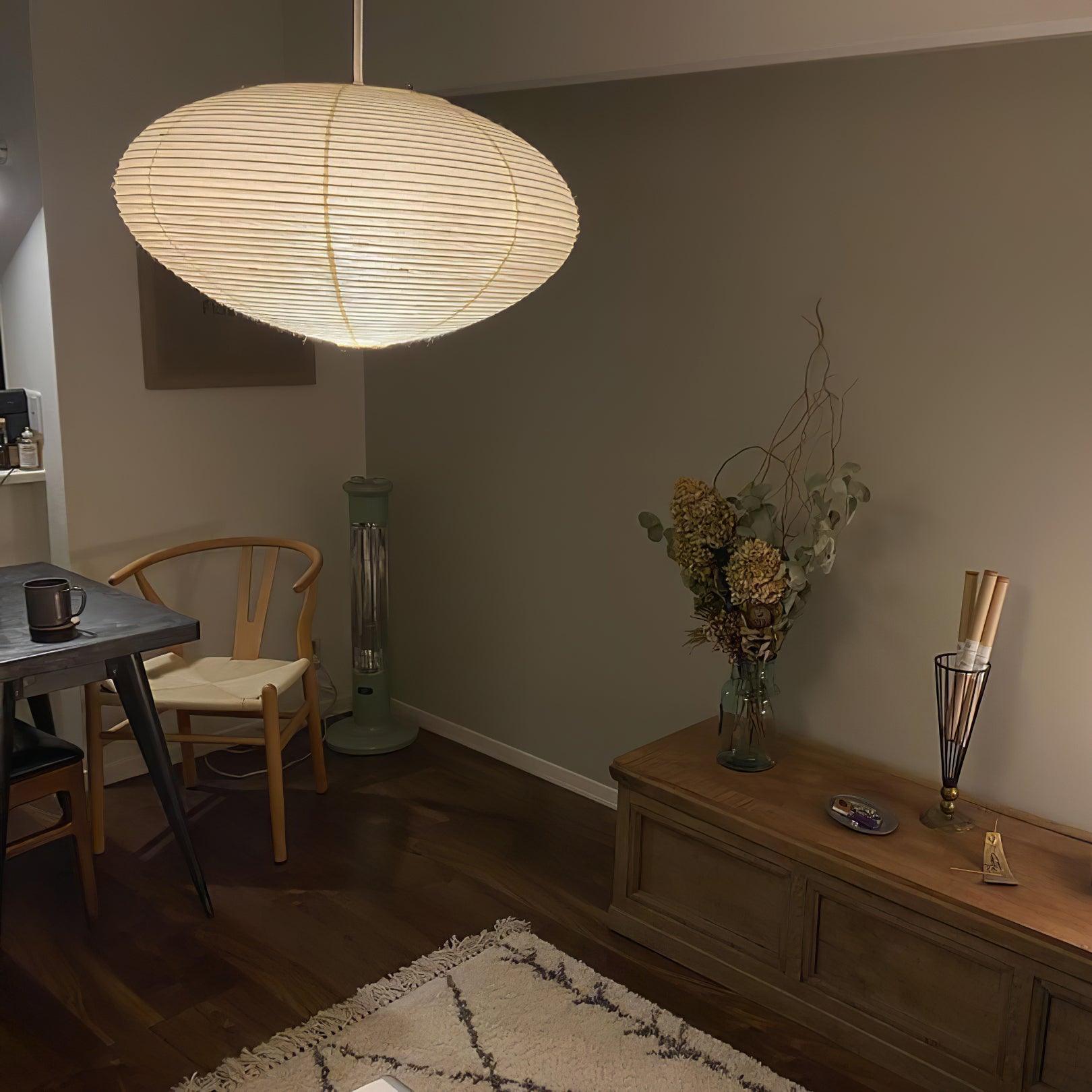 Hand-Bonded Glare-Free Mulberry Paper Pendant Light (Adjustable Height)