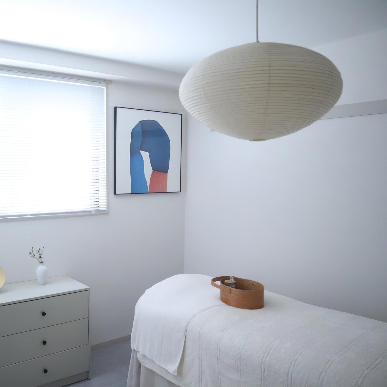 Hand-Bonded Glare-Free Mulberry Paper Pendant Light (Adjustable Height)