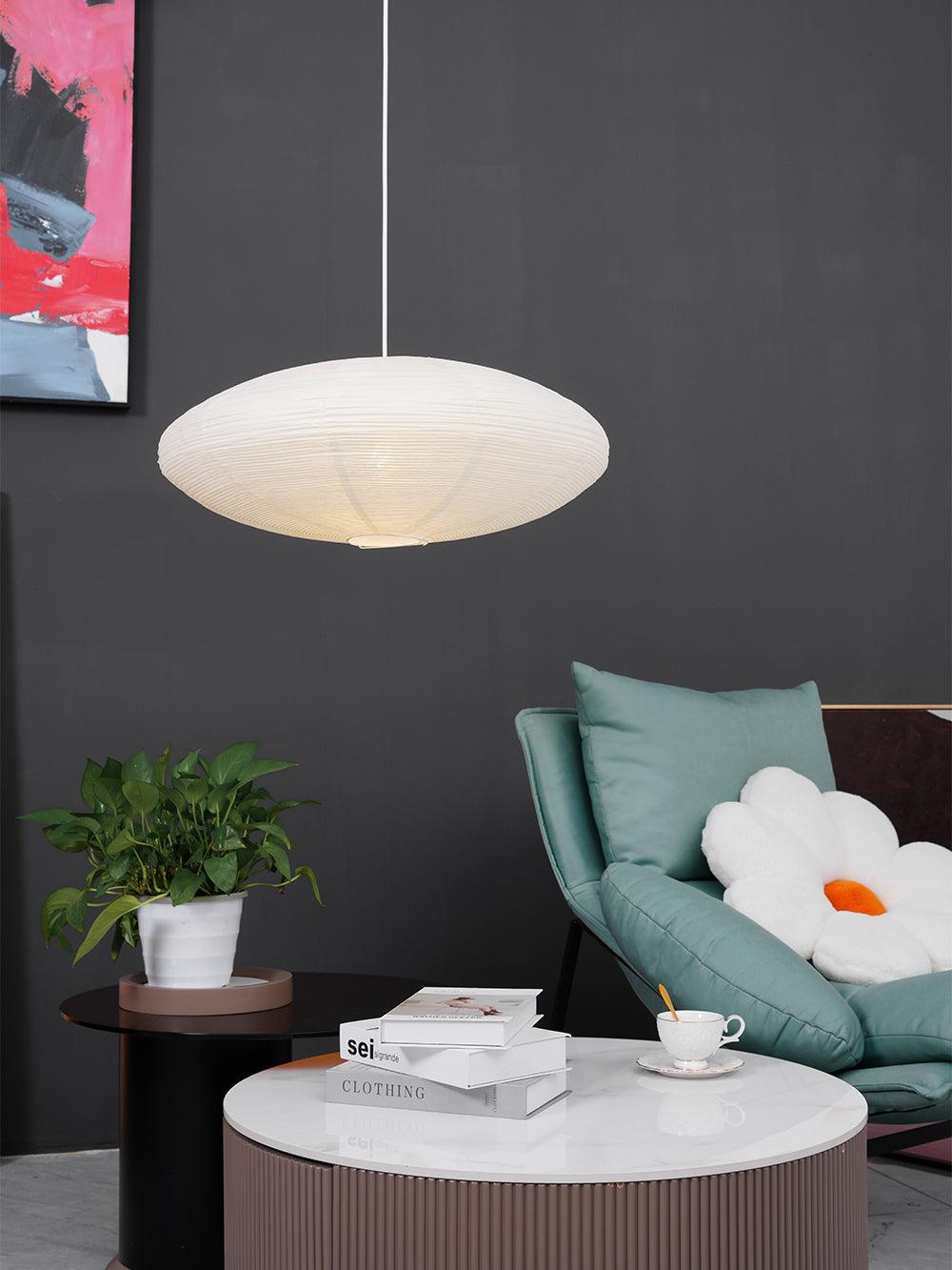 Hand-Bonded Glare-Free Mulberry Paper Pendant Light (Adjustable Height)