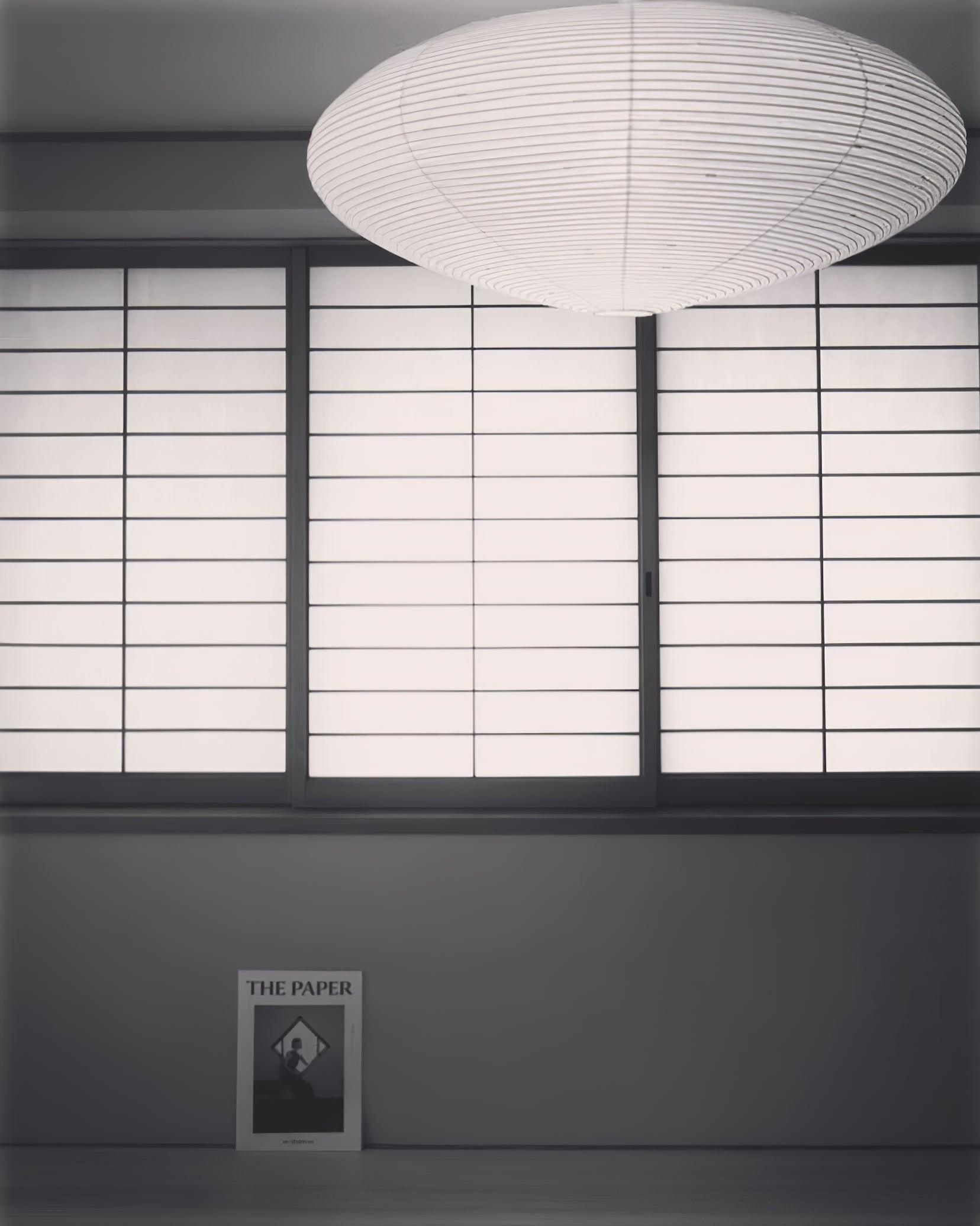 Hand-Bonded Glare-Free Mulberry Paper Pendant Light (Adjustable Height)