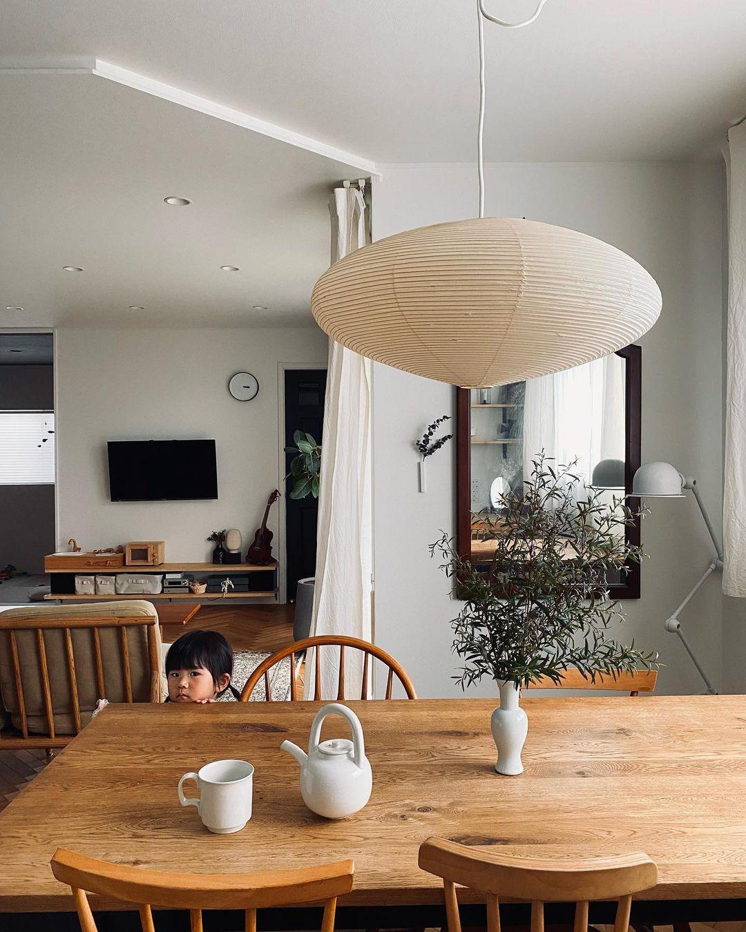 Hand-Bonded Glare-Free Mulberry Paper Pendant Light (Adjustable Height)